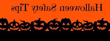 halloween safety tips banner with pumpkins